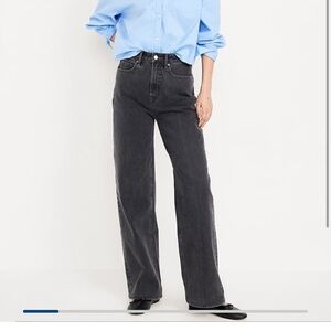 Old Navy - Extra High-Waisted Sky-Hi Wide-Leg Jeans - Black Wash - 10